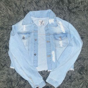 Shein cropped hem denim jacket
